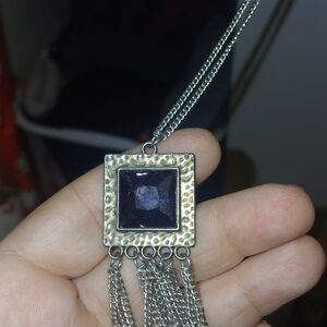 Elegant Silver and Purple Pendant Necklace